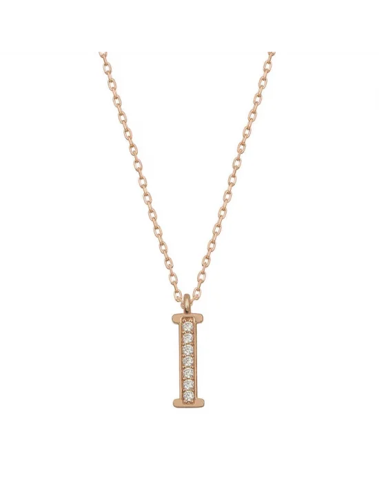 Gümüş Rose I Harfi Kadın Kolye