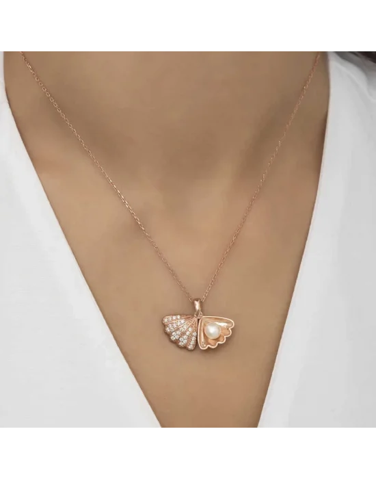 Gümüş Rose İncili İstiridye Bayan Kolye