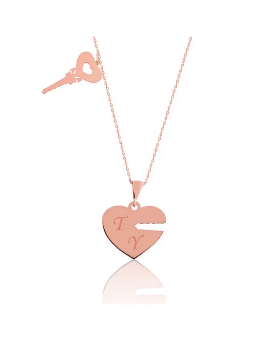 Gümüş Rose Kalbimin Anahtarı İsimli Bayan Kolye