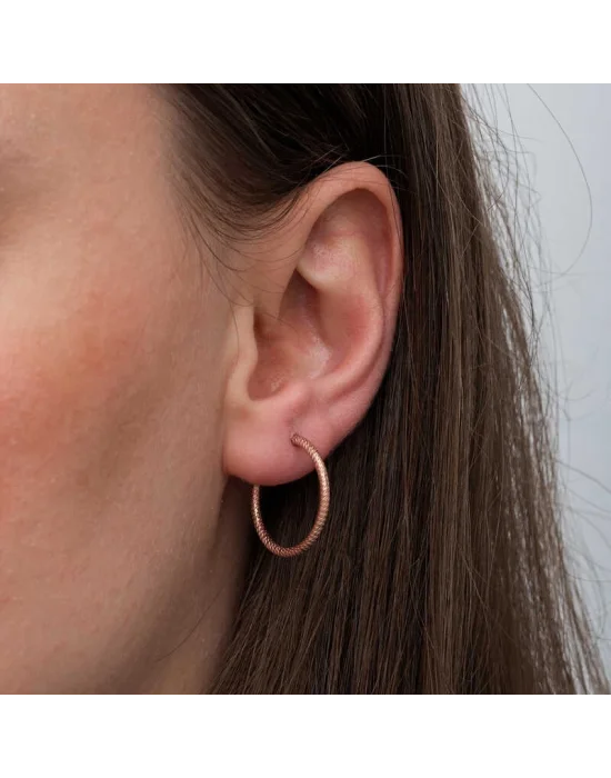 Gümüş Rose Kalemli Halka Kadın Küpe