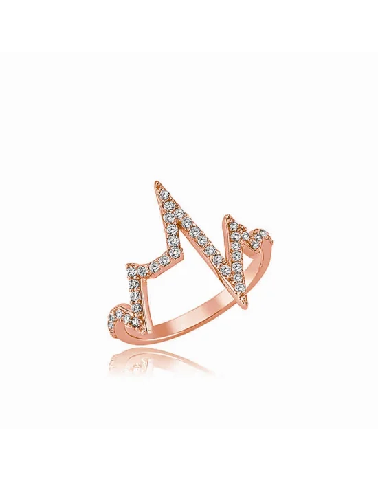 Gümüş Rose Kalp Ritmi Bayan Yüzük