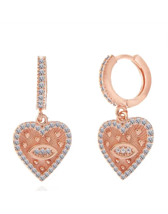 Gümüş Rose Kalp Sallantılı Kadın Küpe