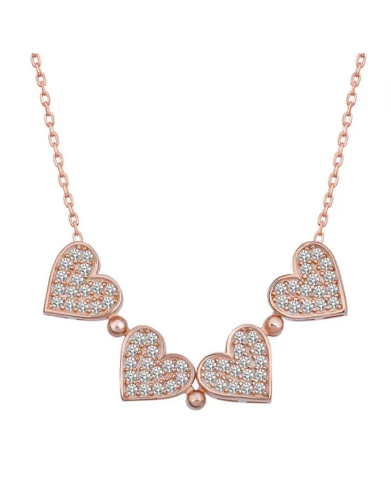 Gümüş Rose Kalpli Açılabilen Yonca Kadın Kolye