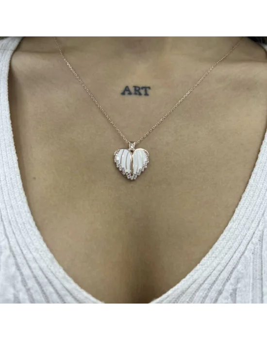 Gümüş Rose Kalpli İsimli Bayan Kolye