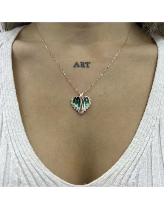 Gümüş Rose Kalpli İsimli Bayan Kolye