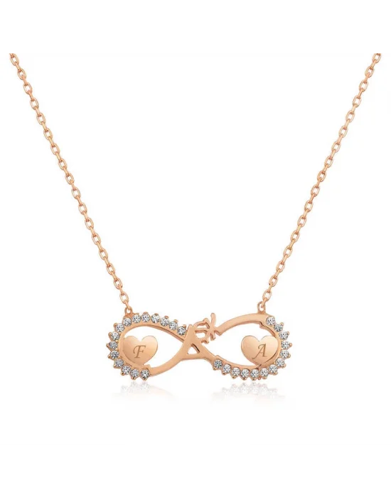 Gümüş Rose Kalpli Sonsuz Aşk Kolye