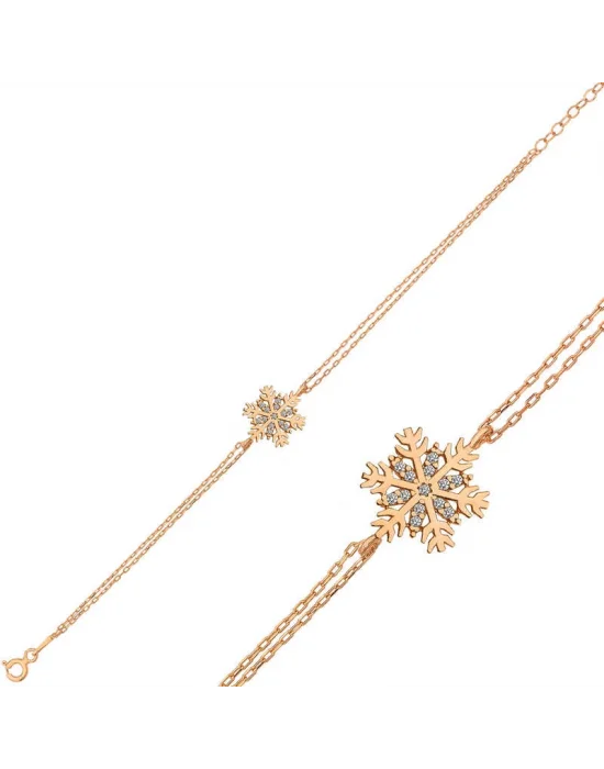 Gümüş Rose Kar Tanesi Bayan Bileklik