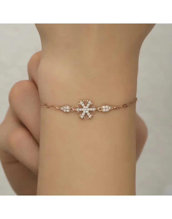 Gümüş Rose Kar Tanesi Kadın Bileklik