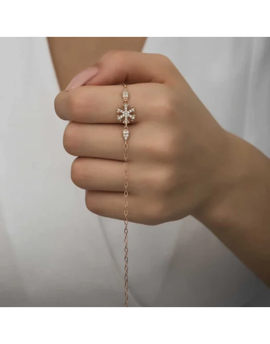 Gümüş Rose Kar Tanesi Kadın Bileklik