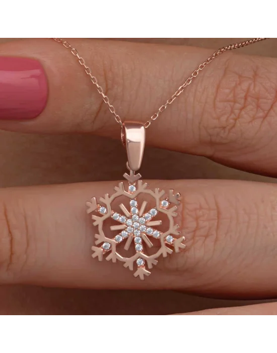 Gümüş Rose Kar Tanesi Kadın Kolye