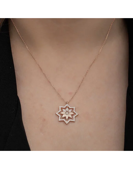 Gümüş Rose Kar Tanesi Kadın Kolye