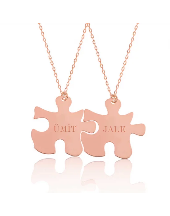 Gümüş Rose Kişiye Özel Puzzle İsimli Kolye