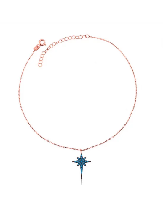 Gümüş Rose Mavi Kutup Yıldızı Halhal