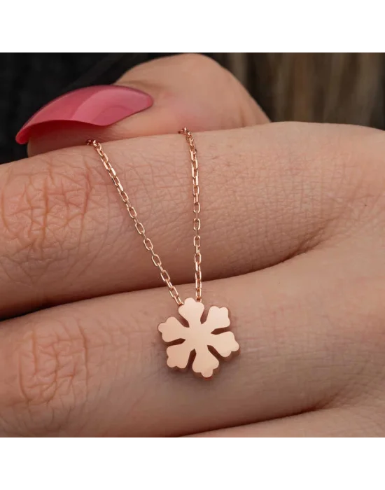 Gümüş Rose Minimal Kar Tanesi Kadın Kolye