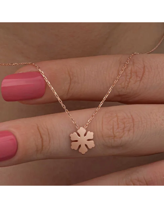 Gümüş Rose Minimal Kar Tanesi Kadın Kolye