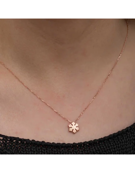 Gümüş Rose Minimal Kar Tanesi Kadın Kolye