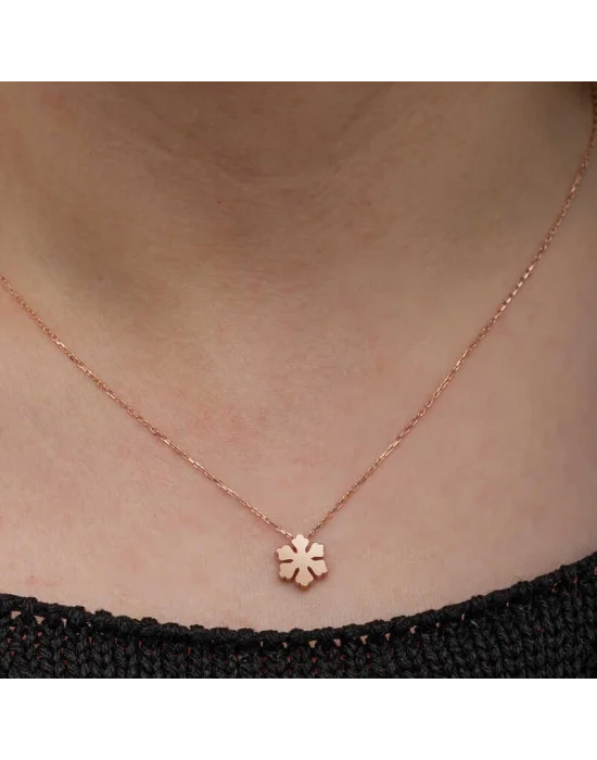 Gümüş Rose Minimal Kar Tanesi Kadın Kolye