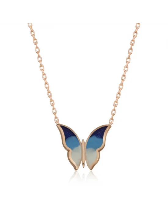Gümüş Rose Minimal Kelebek Bayan Kolye