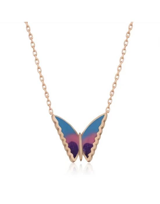 Gümüş Rose Minimal Kelebek Bayan Kolye