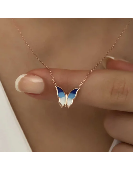 Gümüş Rose Minimal Kelebek Bayan Kolye