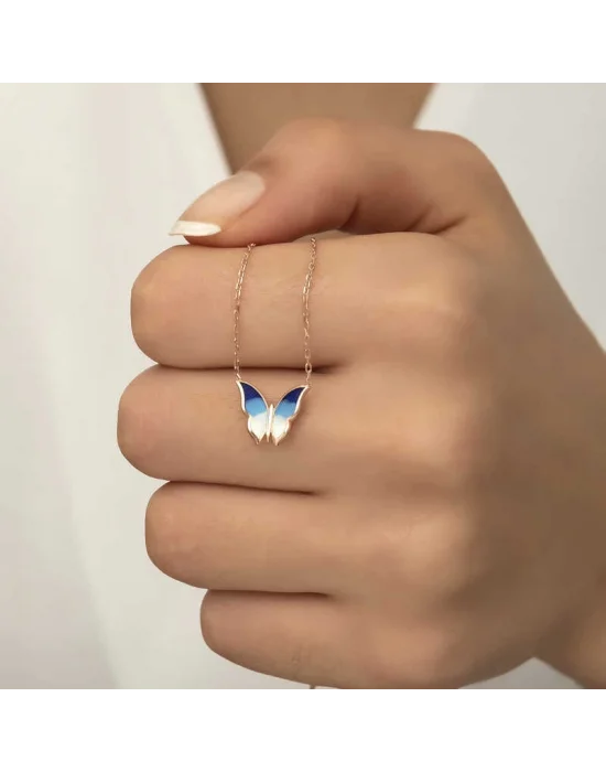 Gümüş Rose Minimal Kelebek Bayan Kolye