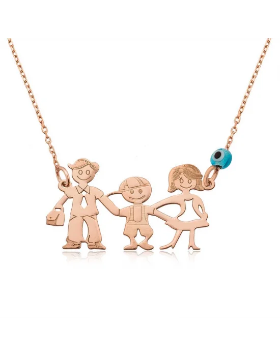 Gümüş Rose Mutlu Aile Bayan Kolye