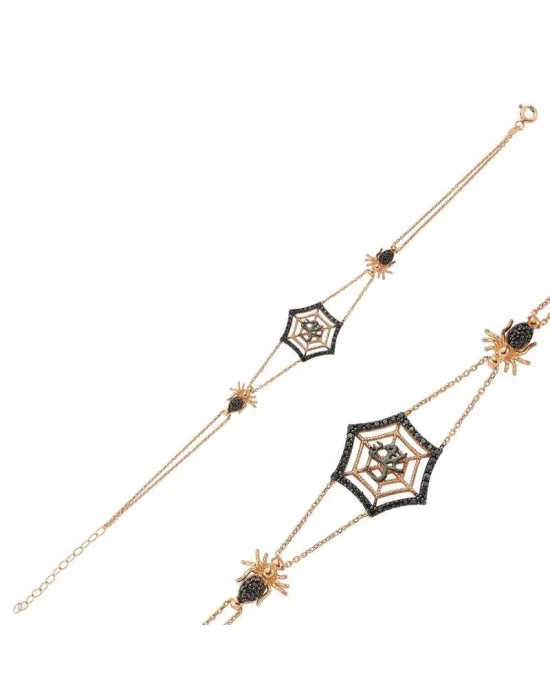 Gümüş Rose Örümcek Ağı Bayan Bileklik