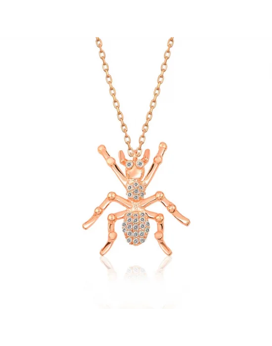 Gümüş Rose Örümcek Bayan Kolye