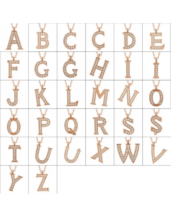 Gümüş Rose P Harfi Kadın Kolye