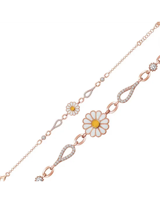 Gümüş Rose Papatya Kadın Bileklik