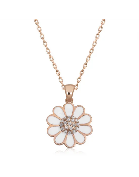 Gümüş Rose Papatya Kadın Kolye