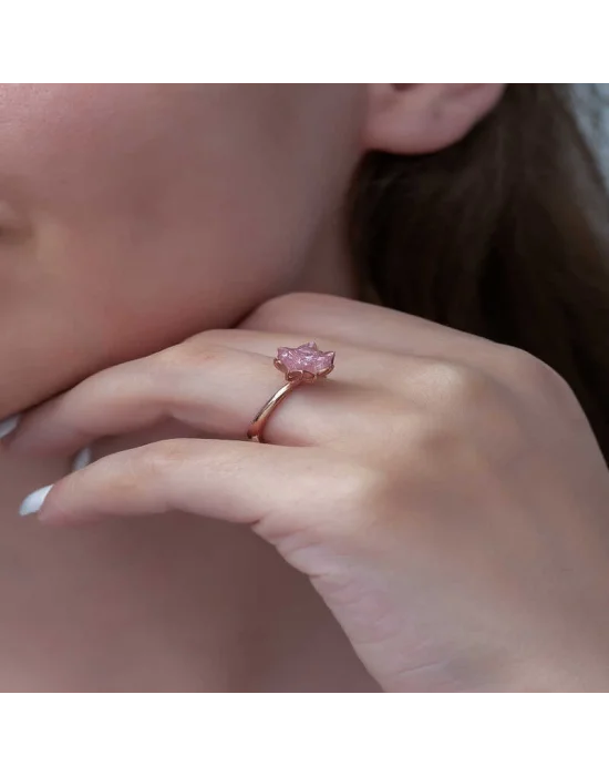 Gümüş Rose Pembe Lotus Çiçeği Yüzük