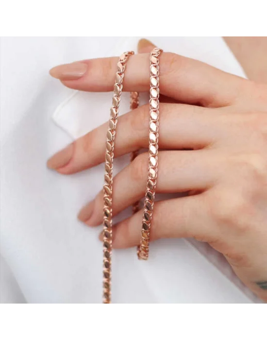 Gümüş Rose Pullu Arpa Zincir