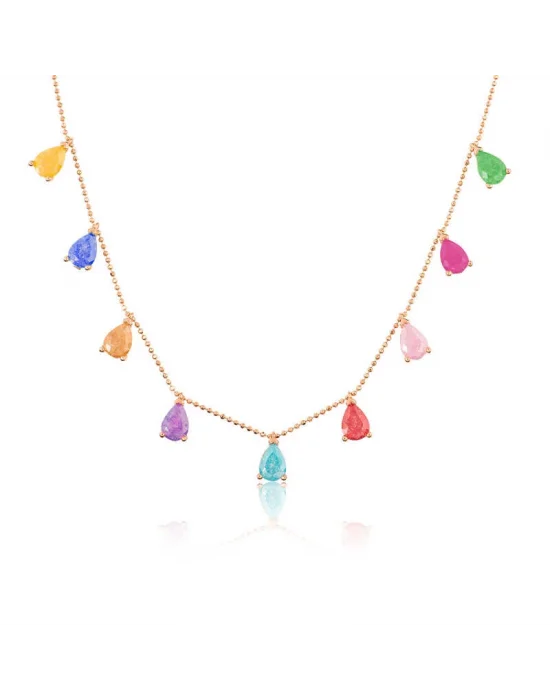 Gümüş Rose Renkli Kadın Şans Kolyesi