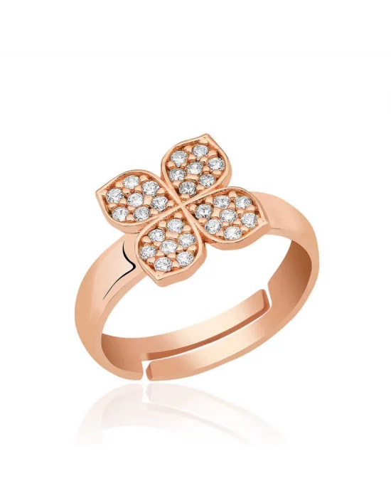 Gümüş Rose Rüzgar Gülü Çiçek Yüzük