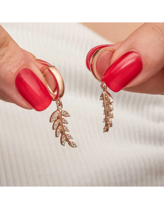 Gümüş Rose Sallantılı Başak Kadın Küpe