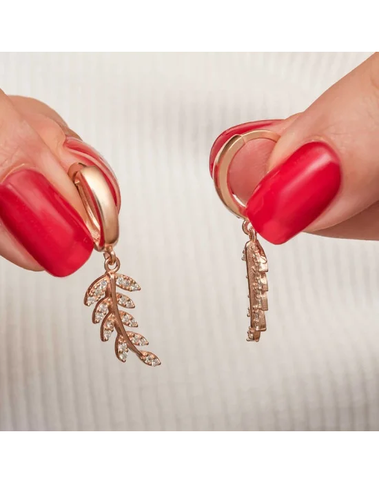 Gümüş Rose Sallantılı Başak Kadın Küpe