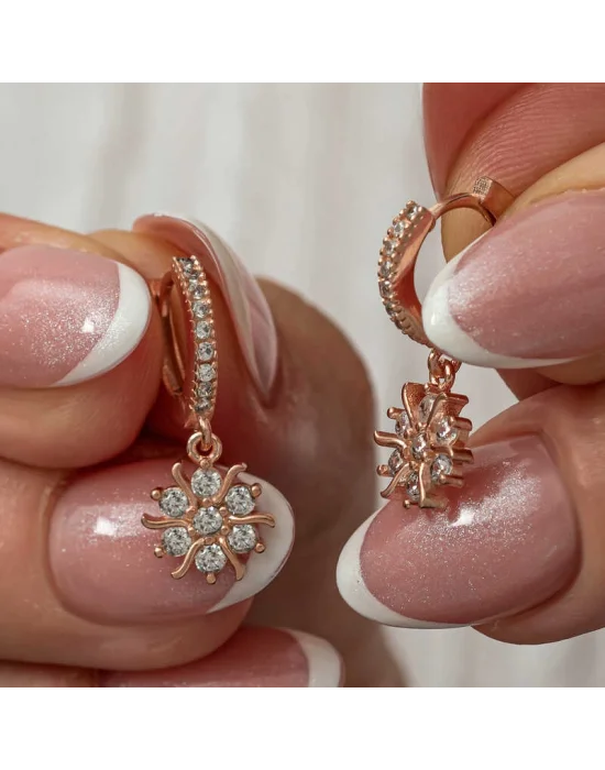 Gümüş Rose Sallantılı Güneş Kadın Küpe