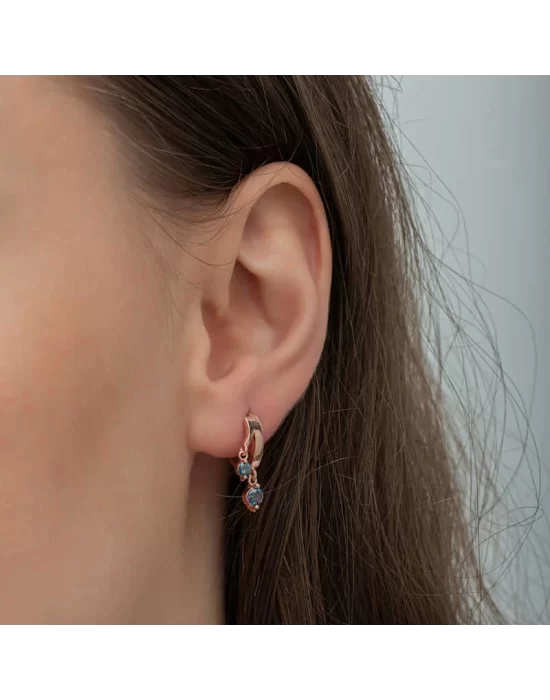 Gümüş Rose Sallantılı Mistik Topaz Kadın Küpe