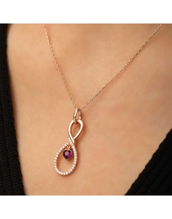 Gümüş Rose Sonsuz Kalp Kolye