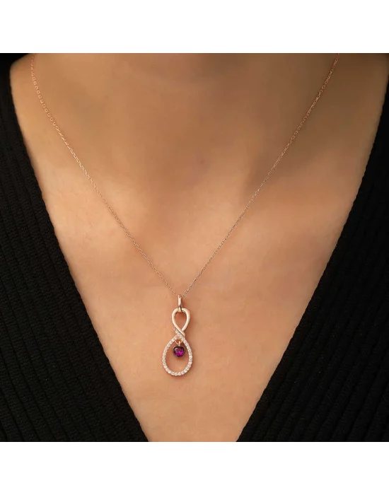 Gümüş Rose Sonsuz Kalp Kolye