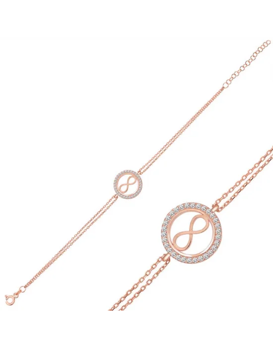 Gümüş Rose Sonsuzluk Bayan Bileklik