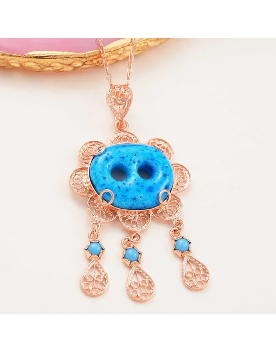 Gümüş Rose Süryani Gözü Kadın Kolye