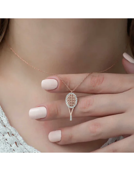 Gümüş Rose Tenis Raketi Bayan Kolye