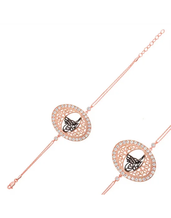 Gümüş Rose Tuğralı Bayan Bileklik