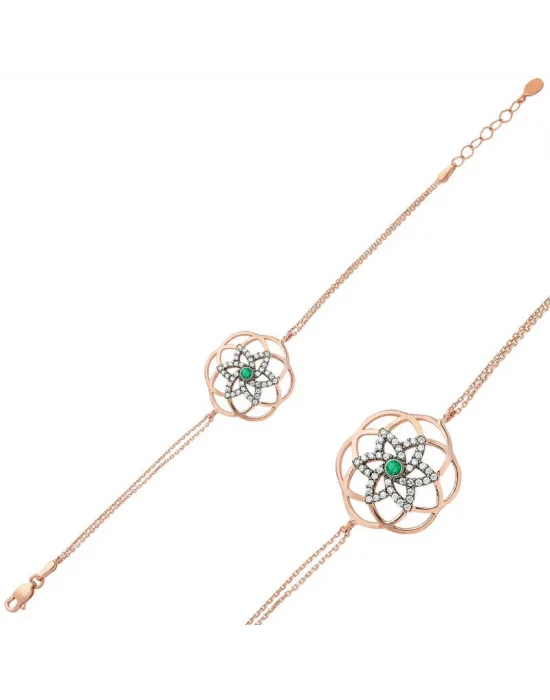 Gümüş Rose Yaşam Çiçeği Bayan Bileklik