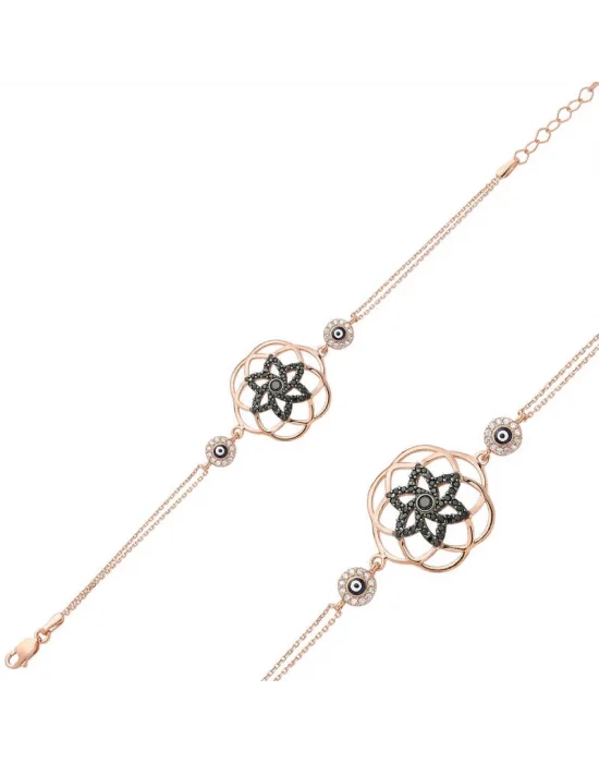 Gümüş Rose Yaşam Çiçeği Bayan Bileklik