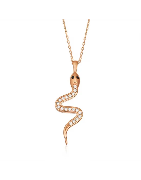 Gümüş Rose Yılan Bayan Kolye