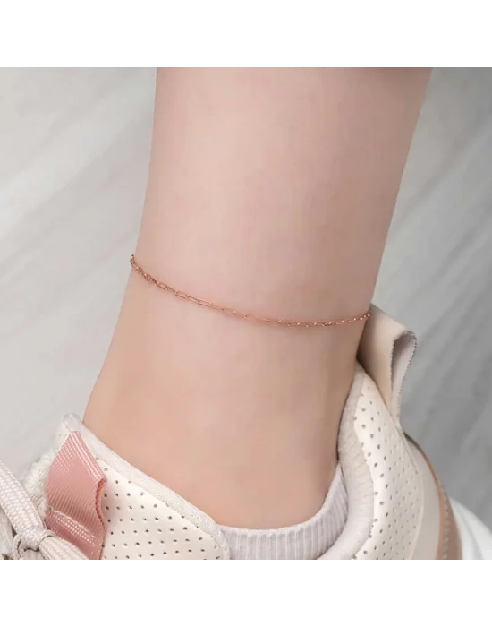 Gümüş Rose Zincir Desenli Halhal