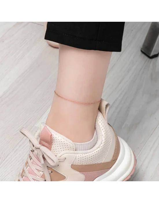 Gümüş Rose Zincir Desenli Halhal